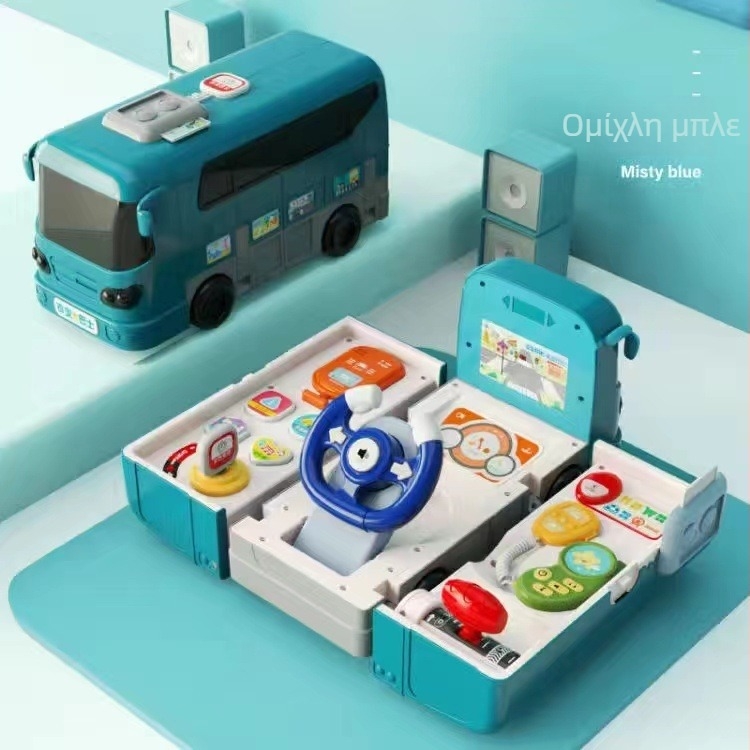 Παιδικό πολύλειτουργικό μοντέλο λεωφορείου με τιμόνι και γλιστρητό αυτοκινητάκι — Πλαστικό, με μπαταρίες, φώτα και ήχος, για ηλικίες 0–3 ετών
