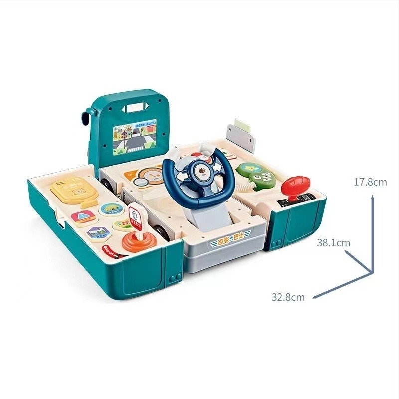 Παιδικό πολύλειτουργικό μοντέλο λεωφορείου με τιμόνι και γλιστρητό αυτοκινητάκι — Πλαστικό, με μπαταρίες, φώτα και ήχος, για ηλικίες 0–3 ετών