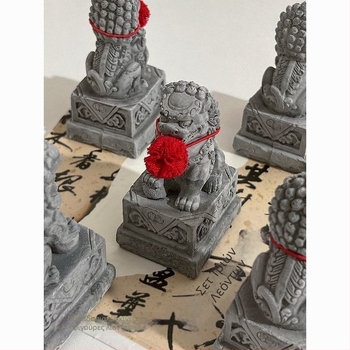 Ζεύγος λιονταριών από Bluestone, Zhuotai, κινεζικού στυλ ρητινώδη tea pets για γραφείο και διακόσμηση ενυδρείου