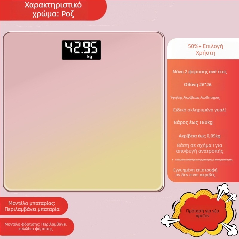 Weishang ψηφιακή ζυγαριά σώματος για οικιακή χρήση, χωρητικότητα 180 kg, τροφοδοσία USB/μπαταρίες