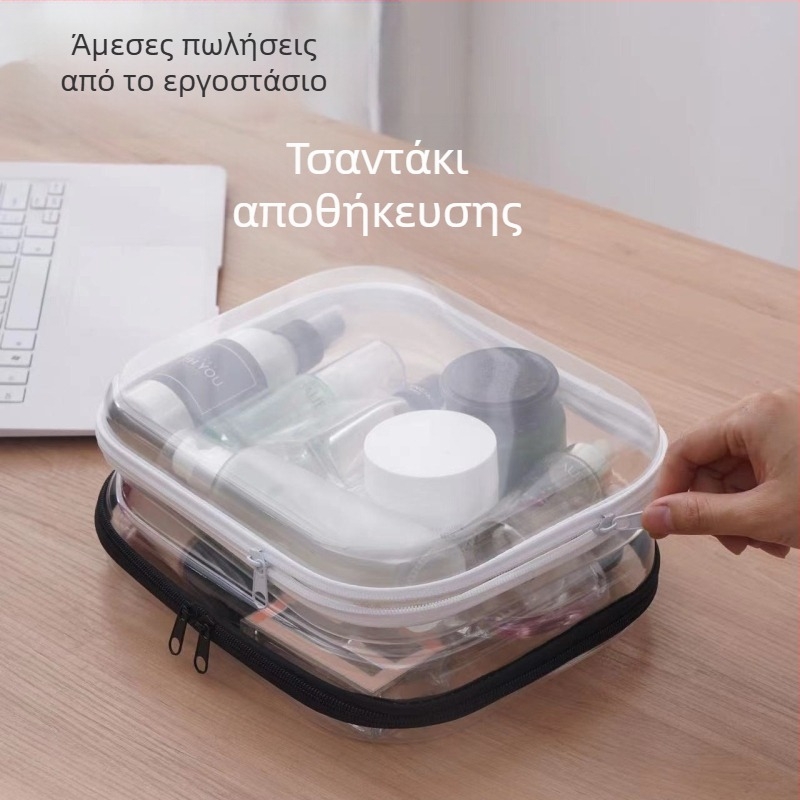 Σκληρή PVC ταξιδιωτική τσάντα – πολυλειτουργικός οργανωτής καλλυντικών και ειδών υγιεινής, μοντέρνος μινιμαλιστικός σχεδιασμός, μοντέλο 2023