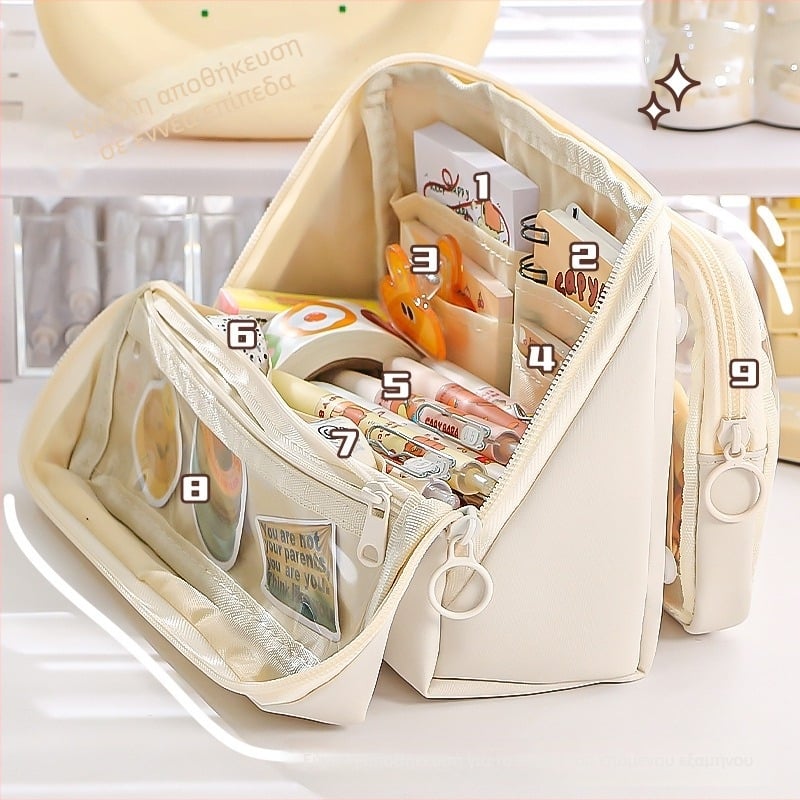 Θήκη μολυβιών για μαθητές, μεγάλη χωρητικότητα, υφαντό υλικό, unisex, κορεατικού στιλ; Μάρκα: Writing Pavilion; Συσκευασία: βασική.