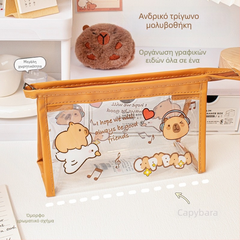 Τριγωνικό νεσεσέρ για μολύβια, αδιάβροχο και διαφανές από PVC, MOKA, κορεατικού στυλ