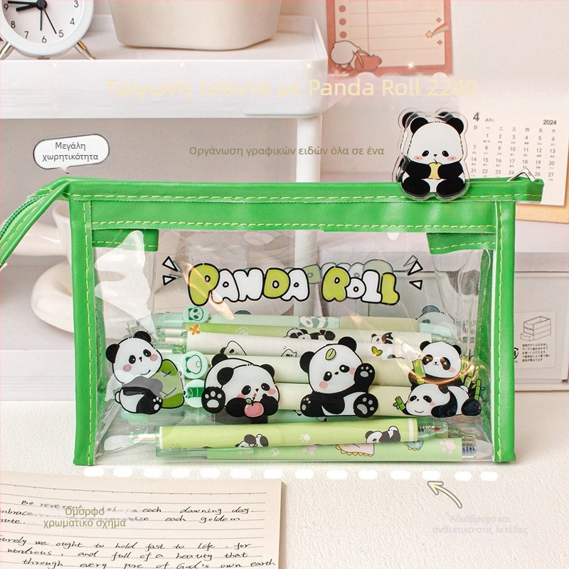 Τριγωνικό νεσεσέρ για μολύβια, αδιάβροχο και διαφανές από PVC, MOKA, κορεατικού στυλ