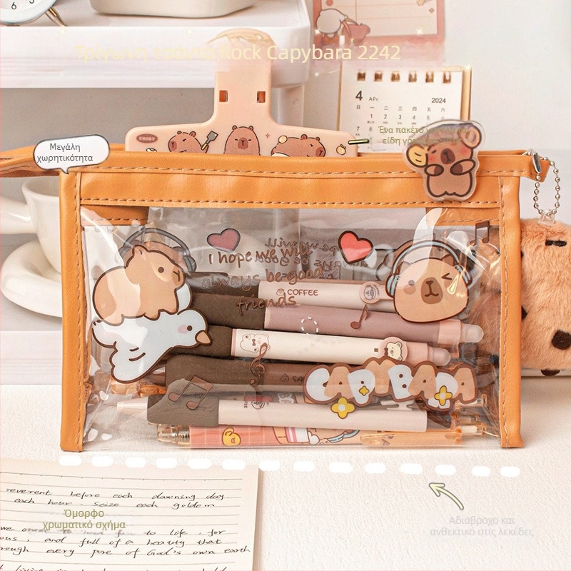 Τριγωνικό νεσεσέρ για μολύβια, αδιάβροχο και διαφανές από PVC, MOKA, κορεατικού στυλ