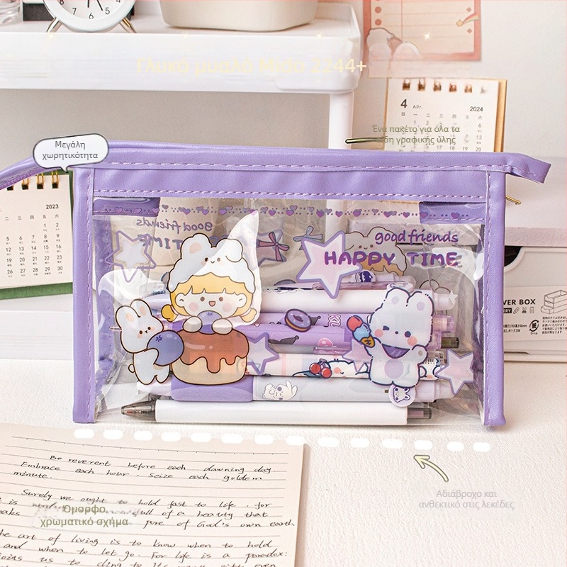 Τριγωνικό νεσεσέρ για μολύβια, αδιάβροχο και διαφανές από PVC, MOKA, κορεατικού στυλ