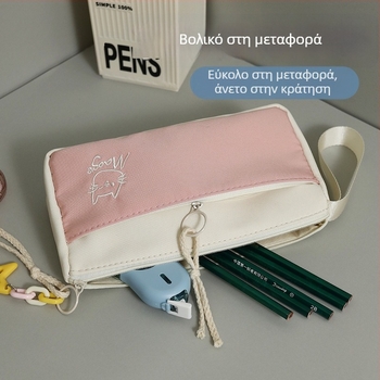 Pettorna Κασετίνα μολυβιών με κέντημα γάτας, καμβάς, κορεάτικος στυλ, μαθητική κασετίνα, pd-264