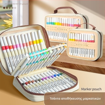 Real knowledge Τσάντα αποθήκευσης μαρκαδόρων με αποσπώμενες εσωτερικές σελίδες, PU δέρμα, μόδα