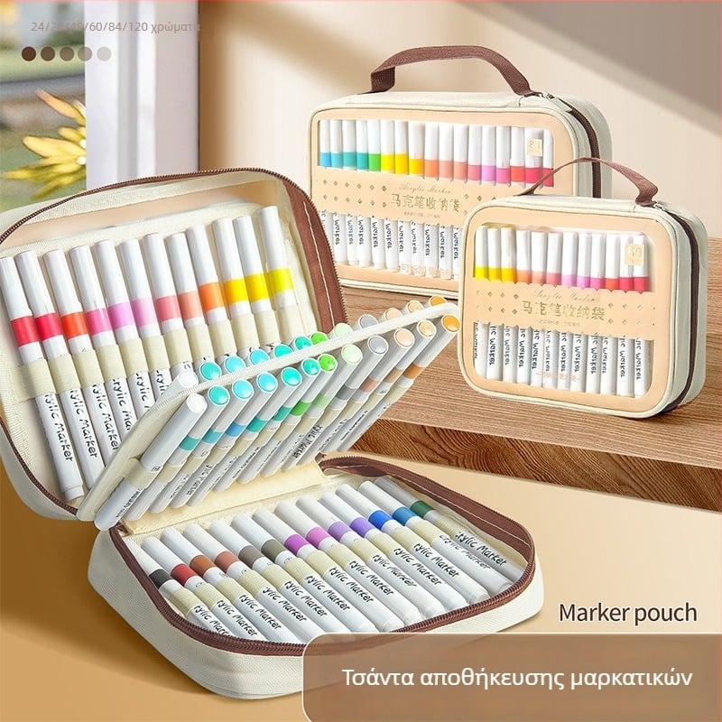 Real knowledge Τσάντα αποθήκευσης μαρκαδόρων με αποσπώμενες εσωτερικές σελίδες, PU δέρμα, μόδα