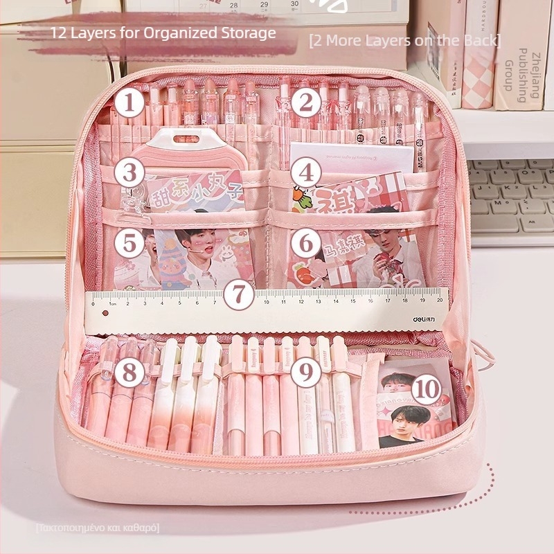 Θήκη μολυβιών, καμβάς, Κορεάτικο στυλ, Feng Qin, κωδ. D031, unisex