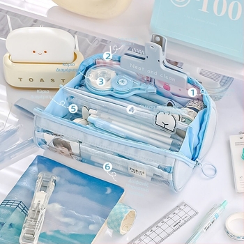 Θήκη μολυβιών - πολυεστέρας, κορεατικό στυλ, πολυλειτουργική, γενικού σκοπού για σχολικά είδη γραφείου