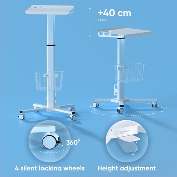 PEACEMOUNTS MGS Ιατρική βάση για tablet με ρόλερ στήριγμα, 10 kg, OEM κατασκευή, 3ετής εγγύηση