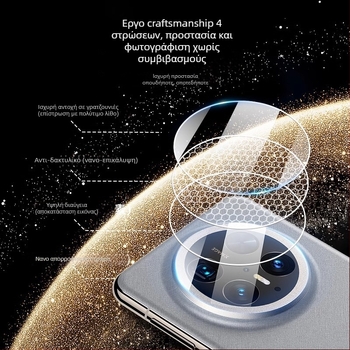Huawei Mate 70 Pro Προστατευτικό φακού κάμερας - Tempered Glass, Φιλμ φακού, Αντι-αποτυπώματα, Ολική κάλυψη