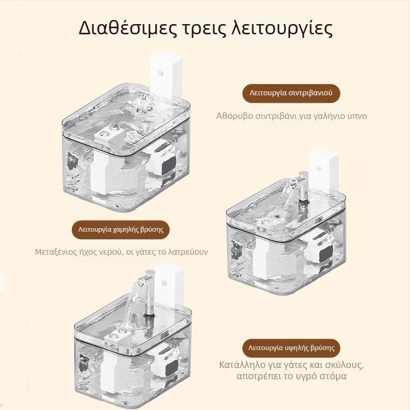 Δοχείο πόσης για γάτες με βάση ελέγχου θερμοκρασίας, χωρίς καλώδια, ασύρματος αισθητήρας, έξυπνο ποτιστικό φοντάν με αυτόματη κυκλοφορία που διατηρεί το στόμα στεγνό.