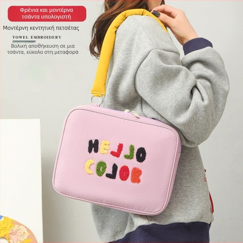 Θήκη λάπτοπ με φρέσκο και γλυκό στυλ, μοτίβο κειμένου; εξωτερικά νάιλον, αδιάβροχη, υπερ-ελαφριά, ανθεκτική στους κραδασμούς; επένδυση πολυεστέρα