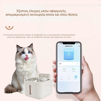 Ασύρτια έξυπνη ποτίστρα νερού για κατοικίδια με φιλτράρισμα, χωρητικότητα 4L, υποστήριξη εφαρμογής, μη αποσπώμενο σχέδιο, κατάλληλο για γάτες και σκύλους (2024)