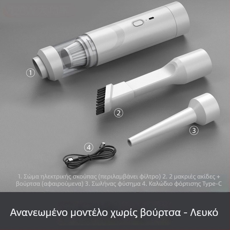 Χειροκίνητη ασύρματη σκούπα αυτοκινήτου, 7.4V, 80W, 9000Pa, επαναφορτιζόμενη