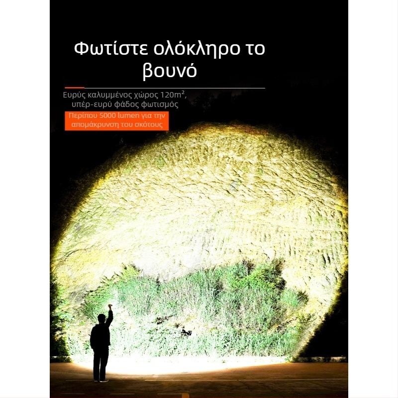 Φακός κεφαλής εξωτερικού χώρου με LED Kfan, περίβλημα από κράμα αλουμινίου, 350 lm και πάνω, βάρος 178 g