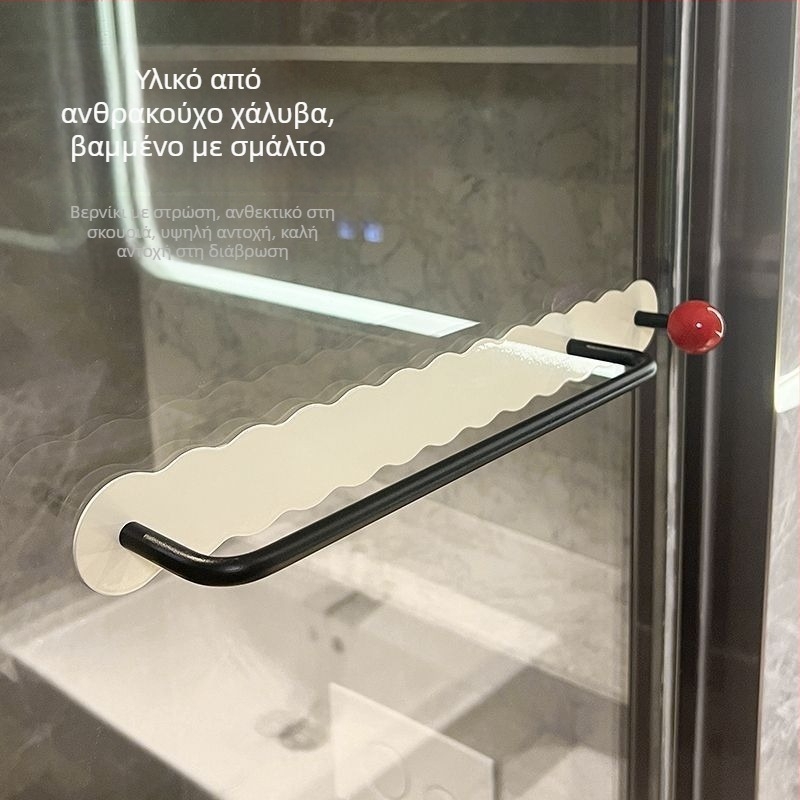 Konis Ράγα Πετσέτας Μπάνιου Τοίχου από Ατσάλι Άνθρακα, Βαμμένη Επιφάνεια, Μονοεπίπεδη, Στυλ Light Luxury