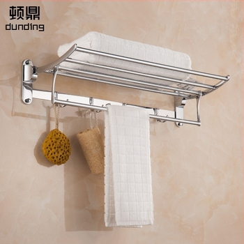 Dun Ding ανοξείδωτο αναδιπλούμενο ράφι πετσετών, διπλού επιπέδου, 50 kg φόρτος, ηλεκτροπλατιωμένη επιφάνεια, μπάνιο