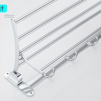 Dun Ding ανοξείδωτο αναδιπλούμενο ράφι πετσετών, διπλού επιπέδου, 50 kg φόρτος, ηλεκτροπλατιωμένη επιφάνεια, μπάνιο