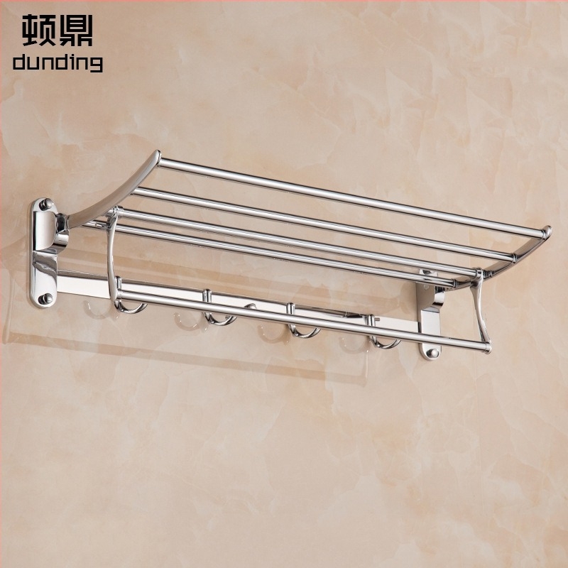 Dun Ding ανοξείδωτο αναδιπλούμενο ράφι πετσετών, διπλού επιπέδου, 50 kg φόρτος, ηλεκτροπλατιωμένη επιφάνεια, μπάνιο
