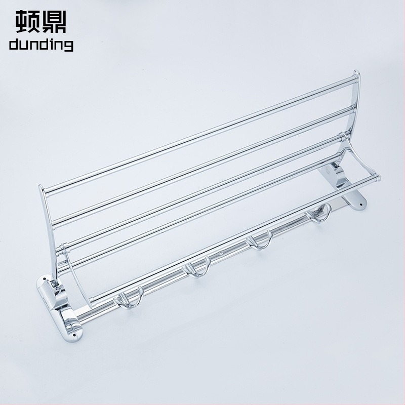 Dun Ding ανοξείδωτο αναδιπλούμενο ράφι πετσετών, διπλού επιπέδου, 50 kg φόρτος, ηλεκτροπλατιωμένη επιφάνεια, μπάνιο