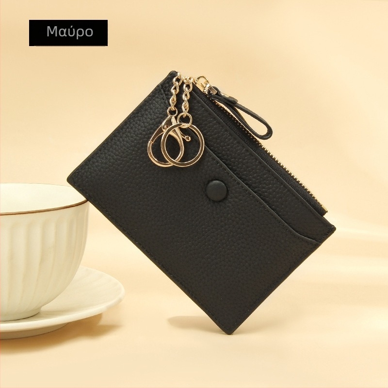 Καρτοθήκη από γνήσιο δέρμα, Μεγάλης χωρητικότητας για κάρτες, 1-πτυχή πορτοφόλι, Εσωτερικό πολυεστερικό ύφασμα, Στερεό μοτίβο