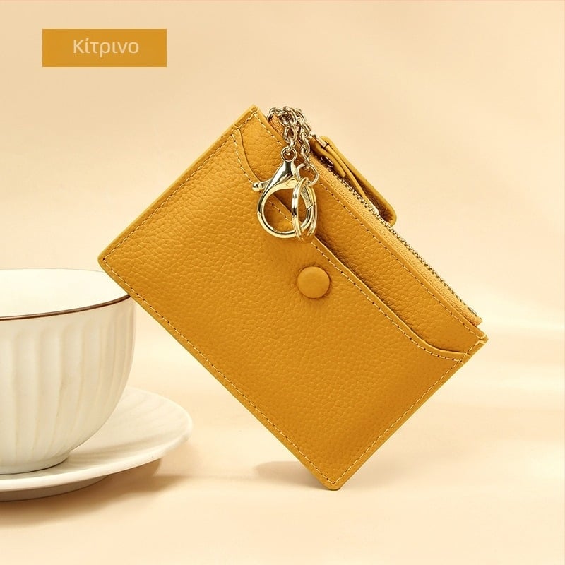 Καρτοθήκη από γνήσιο δέρμα, Μεγάλης χωρητικότητας για κάρτες, 1-πτυχή πορτοφόλι, Εσωτερικό πολυεστερικό ύφασμα, Στερεό μοτίβο