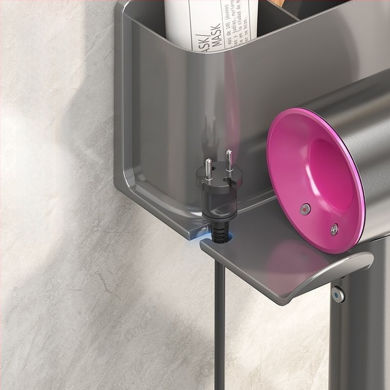 Ράφι τοίχου για στεγνωτήρα μαλλιών, πλαστικό, μινιμαλιστικό στυλ, χωρίς διάτρηση (1 ράφι, μπάνιο)