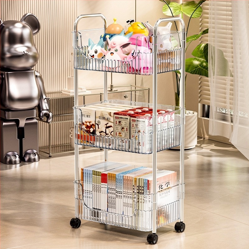 Πλαστικό διαφανές πολυεπίπεδο ράφι αποθήκευσης μπάνιου, 4 επίπεδα, φορητό, χωρίς εγκατάσταση, με εθνοτικό στυλ, για μακιγιάζ, κουζίνα και γραφείο