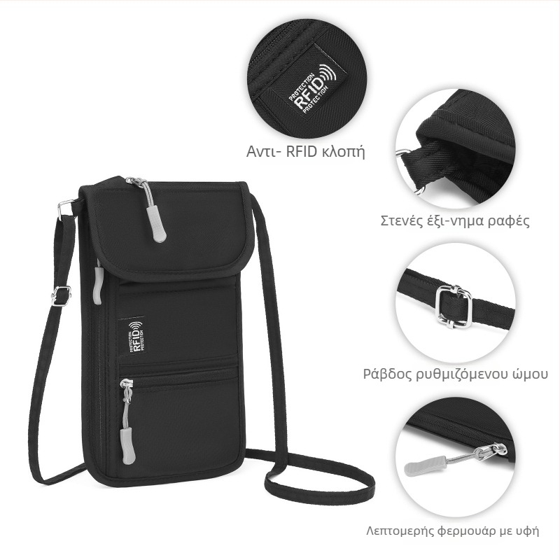 Zunkang θήκη διαβατηρίου και εγγράφων, Oxford ύφασμα, επένδυση πολυεστέρα, unisex, μονόχρωμη, οργανωτής ταξιδιών, Άνοιξη 2025