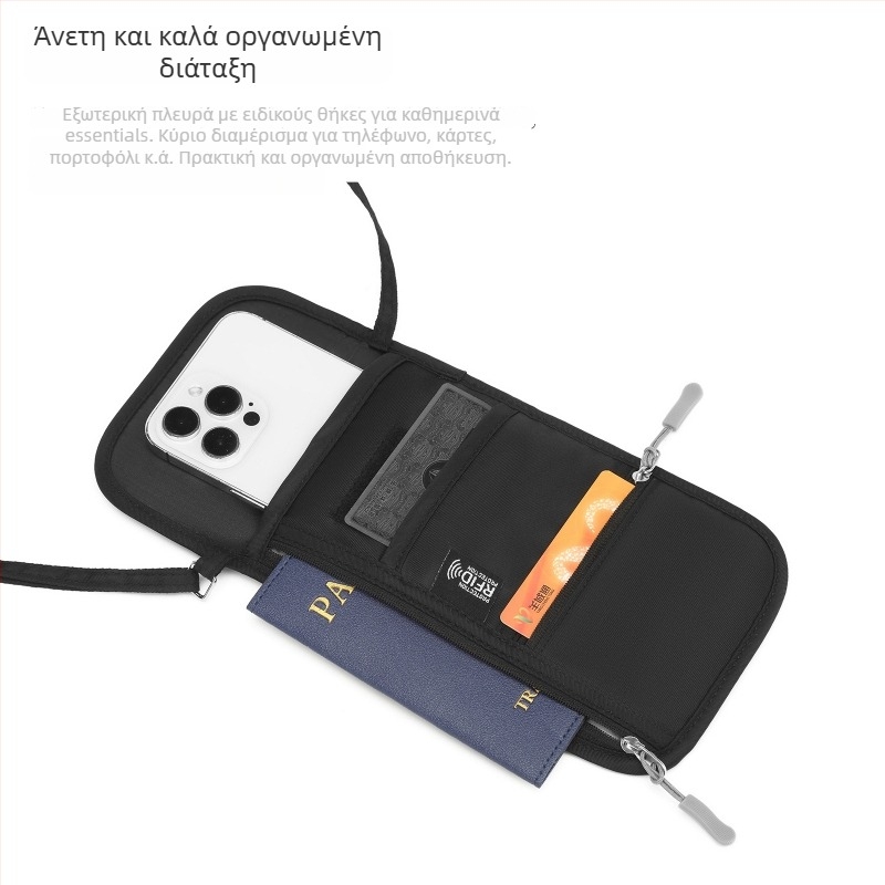 Zunkang θήκη διαβατηρίου και εγγράφων, Oxford ύφασμα, επένδυση πολυεστέρα, unisex, μονόχρωμη, οργανωτής ταξιδιών, Άνοιξη 2025