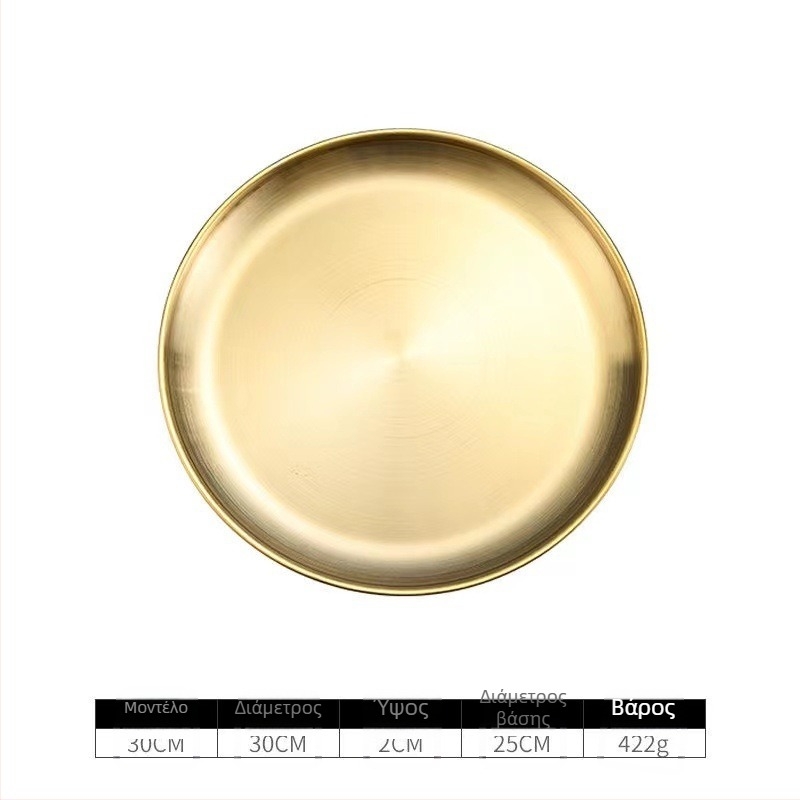 Δίσκος από ανοξείδωτο ατσάλι, κορεατικού στυλ στρογγυλό πιάτο, ανθεκτικό σε φούρνο μικροκυμάτων, εκτύπωση λογότυπου και προσαρμογή