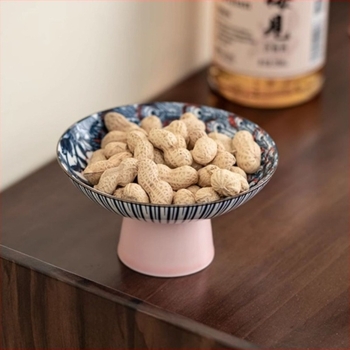 Πορσελάνινο πιάτο φρούτων, κινεζικού στυλ, με υψηλή βάση, διακόσμηση υπό γλάσο, Zhuo Zhong