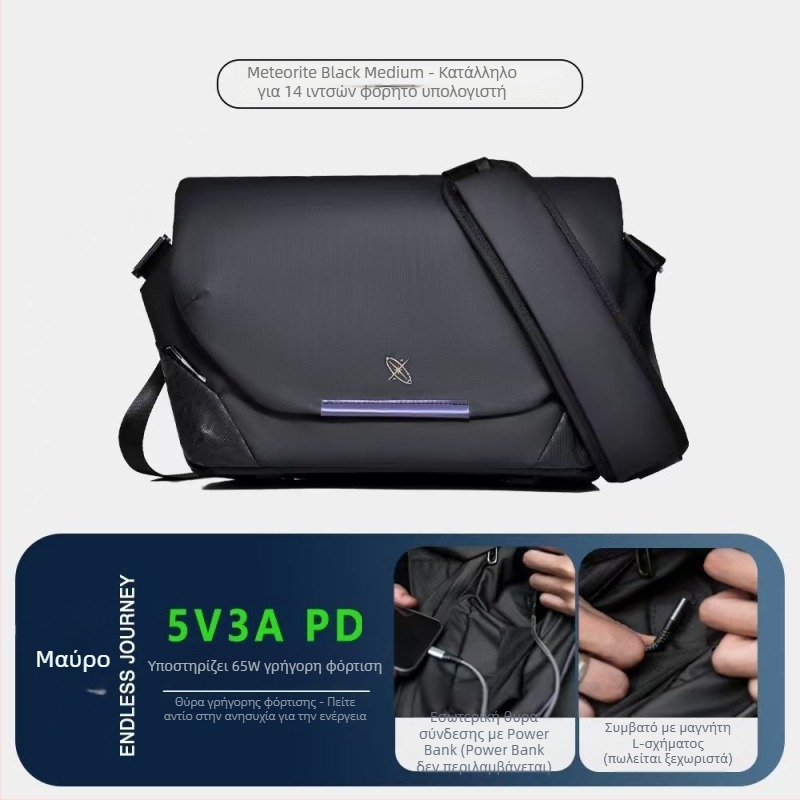 Ανδρική τσάντα crossbody με μαγνητικό κούμπωμα, αδιάβροχη κατασκευή από Oxford ύφασμα, γεωμετρικό σχέδιο, πολυλειτουργική για καθημερινή χρήση, με επεκτεινόμενη χωρητικότητα