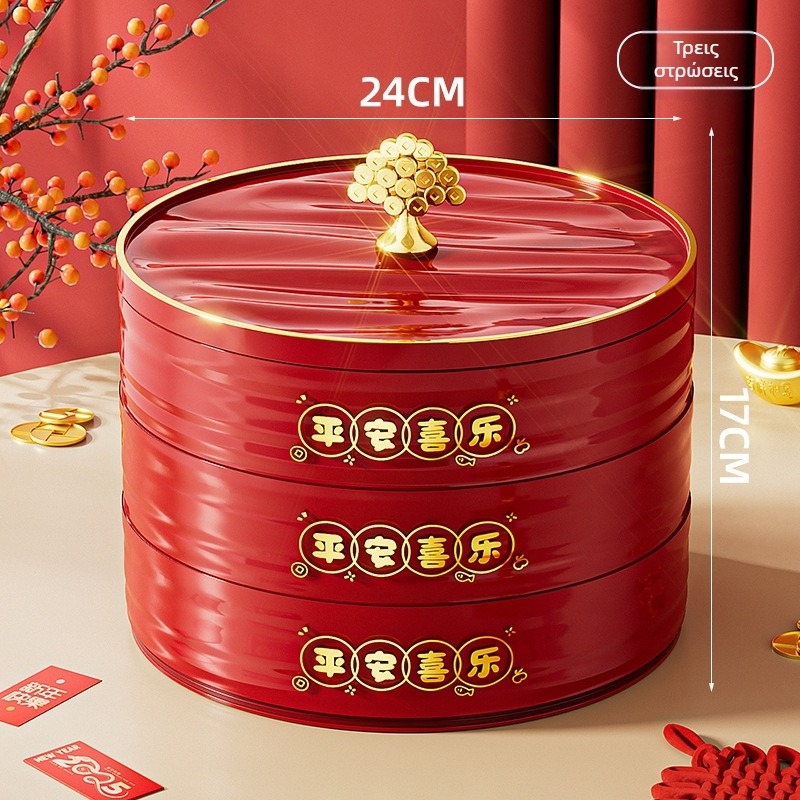 Πλαστικό πιάτο φρούτων με περιστρεφόμενα διαμερίσματα, μοντέρνος απλός σχεδιασμός, άριστης ποιότητας