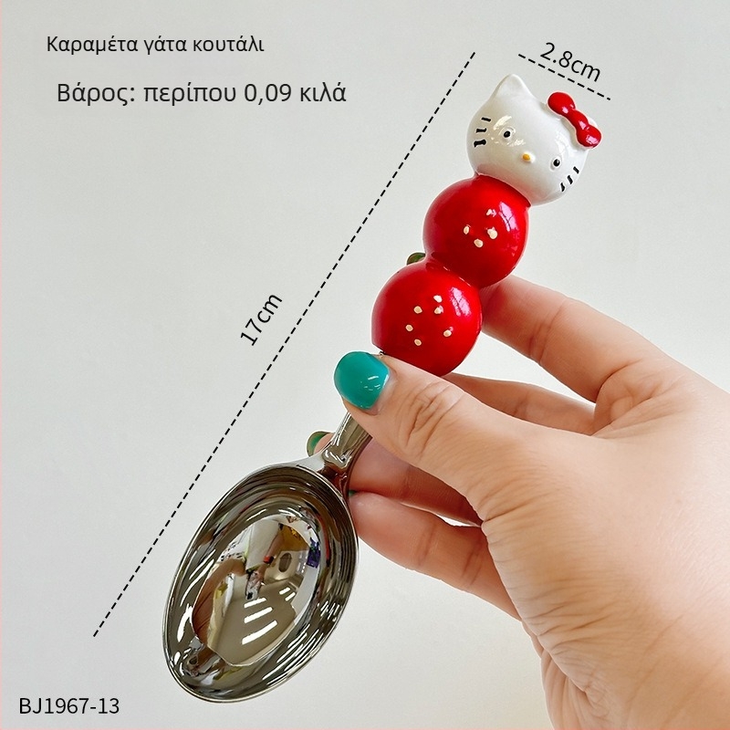 Κουτάλι παγωτού με χαριτωμένο σχέδιο γάτας, ρητίνη, μάρκα Yixin, καρτούν μοτίβο, σύγχρονο μινιμαλιστικό στυλ
