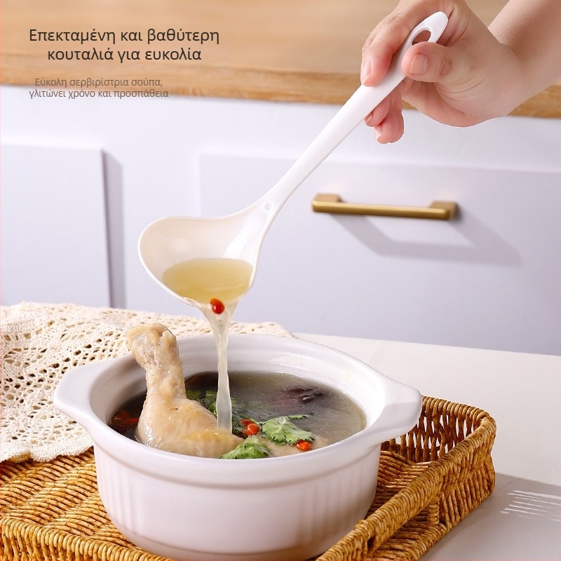 Πλαστικό κουτάλι σούπας με μακριά λαβή και πυκνωμένη κατασκευή — PP, για ενήλικες, μοντέρνο μινιμαλιστικό στυλ, δυνατότητα εκτύπωσης λογότυπου, προσαρμογή διαθέσιμη