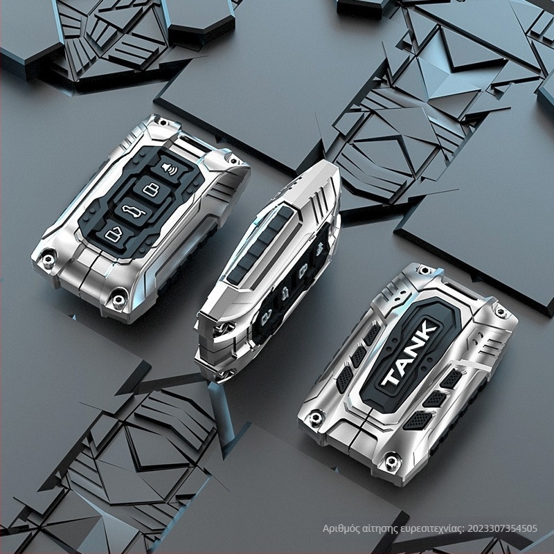 Μεταλλική θήκη κλειδιών σε στυλ πανοπλίας για Tank 700 New Energy, συμβατή με κλειδιά TANK500/300; υλικό: κράμα ψευδαργύρου και gel σιλικόνης