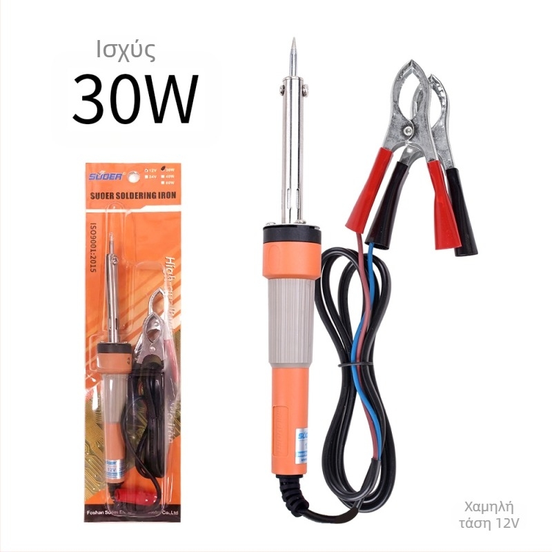 Ηλεκτρικό κολλητήρι συγκόλλησης για συγκόλληση και επισκευές (12V, λαβή από καουτσούκ, Sol)