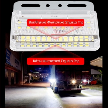 LED πλευρικό φως φορτηγού, διπλής σειράς, αδιάβροχο, 24V, φως οπισθοπορείας