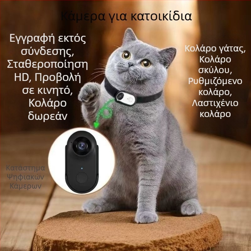 Κάμερα κολάρου κατοικίδιου – μικρή HD κάμερα δράσης για ποδηλασία και καταγραφή κατοικίδιων