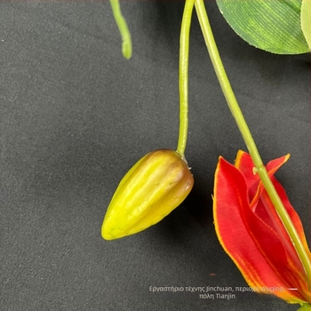 Jinchuan τεχνητό φλογερό κρίνο JiaLan, μεταξωτό, 3 κεφάλια, ανάγλυφο και έγχυση-χύτευση, κατάλληλο για γάμους και διακόσμηση σπιτιού