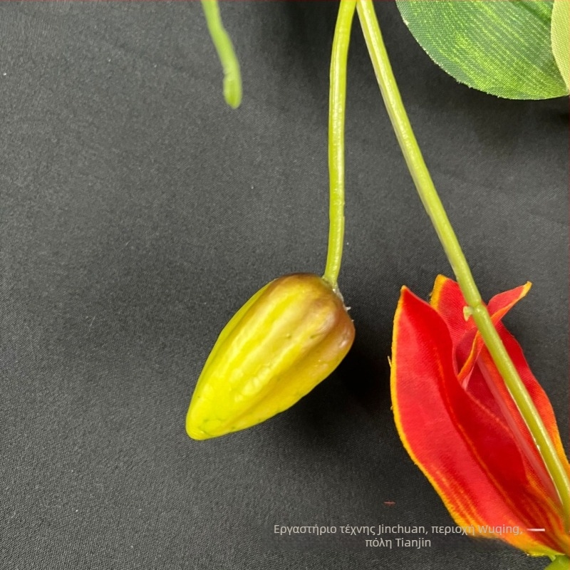 Jinchuan τεχνητό φλογερό κρίνο JiaLan, μεταξωτό, 3 κεφάλια, ανάγλυφο και έγχυση-χύτευση, κατάλληλο για γάμους και διακόσμηση σπιτιού