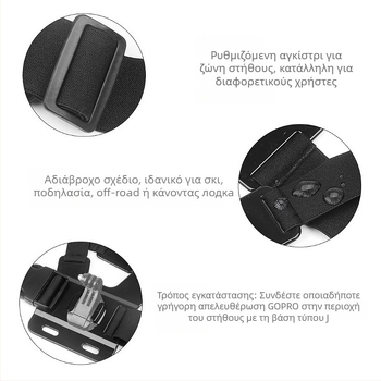 Στερεωμένο πλαίσιο ιμάντα ώμου με 360° ζώνη κεφαλής για αθλητικές κάμερες; ύφασμα + πλαστικό; συμβατό με όλες τις αθλητικές κάμερες; μάρκα Neutral