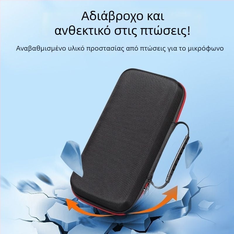 Φορητή τετράγωνη θήκη αποθήκευσης για δύο μικρόφωνα, ανθεκτική στις πτώσεις για ασύρματους μικροφώνους και ακουστικά εξαρτήματα, κατασκευασμένη από Oxford ύφασμα