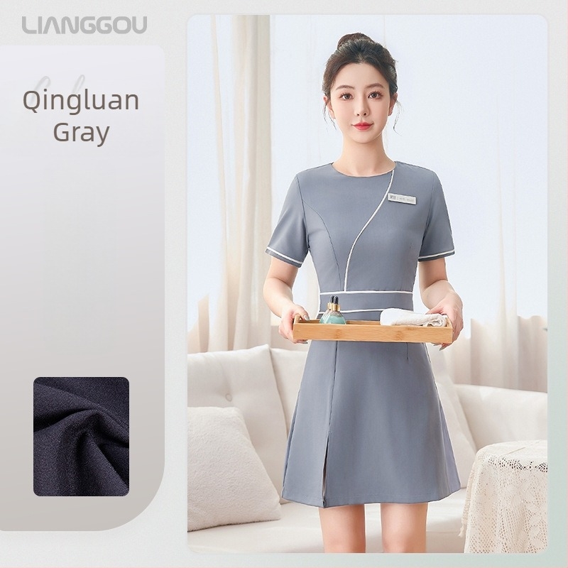 Σετ στολής αισθητικής — Unisex, ύφασμα που απομακρύνει την υγρασία, 80–90% πολυεστέρας και έως 30% βισκόζη; μακριά μανίκια, γιακά με πέτο; κορυφή και παντελόνι 3/4; κατάλληλο για Άνοιξη και Φθινόπωρο