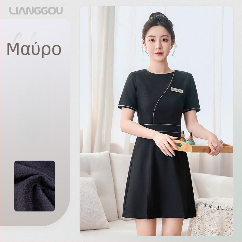 Σετ στολής αισθητικής — Unisex, ύφασμα που απομακρύνει την υγρασία, 80–90% πολυεστέρας και έως 30% βισκόζη; μακριά μανίκια, γιακά με πέτο; κορυφή και παντελόνι 3/4; κατάλληλο για Άνοιξη και Φθινόπωρο