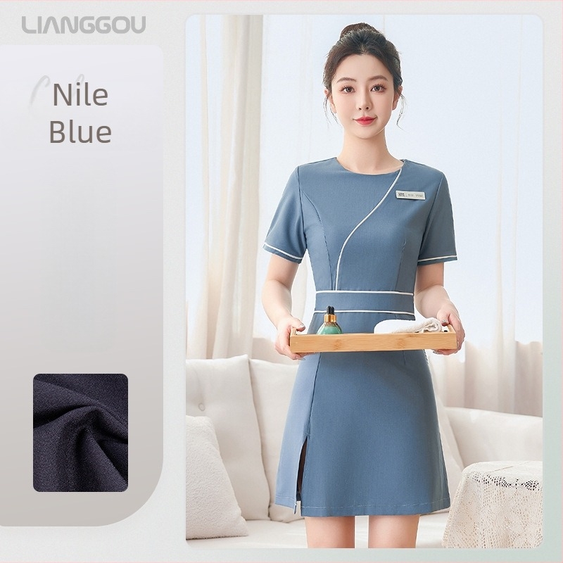 Σετ στολής αισθητικής — Unisex, ύφασμα που απομακρύνει την υγρασία, 80–90% πολυεστέρας και έως 30% βισκόζη; μακριά μανίκια, γιακά με πέτο; κορυφή και παντελόνι 3/4; κατάλληλο για Άνοιξη και Φθινόπωρο